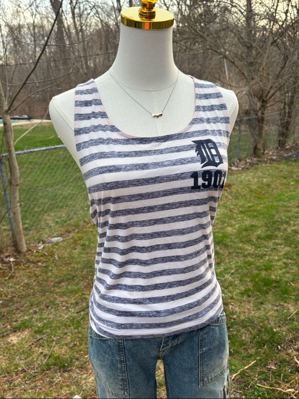 PINK Victoria's Secret Navy & White Striped Tank Detroit Tigers